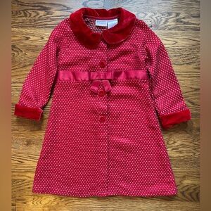 Blueberi Boulevard Girls Velvet Peter Pan Collar Metallic Stitching Dress Coat 4